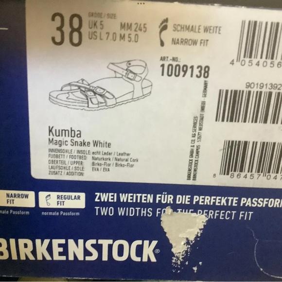 BIRKENSTOCK KUMBA MAJIC SNAKE WHITE WOMEN’S U.S. 7N EU 38 - Picture 8 of 8